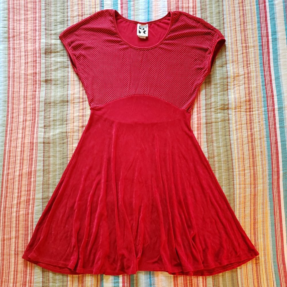 Vintage Red 90s Stretch Skater Dress by Zanoni